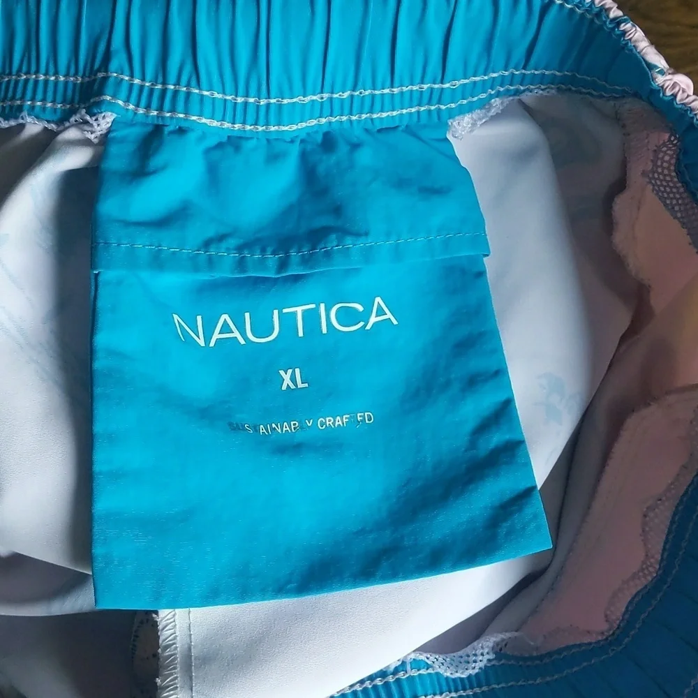 Nautica Pale Orchid Island Scene Print Swim Trunks - Men's XL - Picture 5 of 5